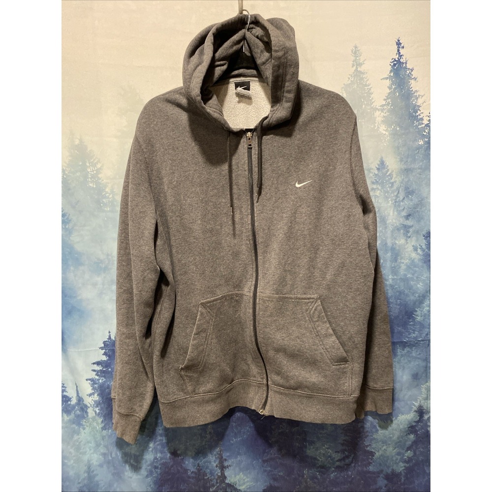 Nike Men's Gray Fleece Full Zip Hooded Hoodie Pockets Size XL Regular
